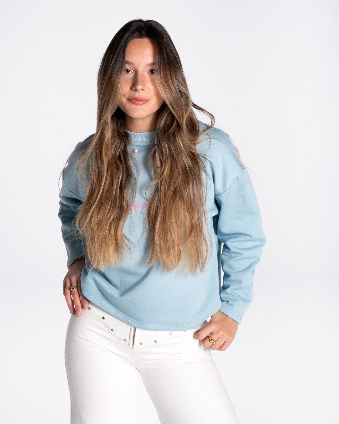 Lucia lleva la talla S y mide 1,73m