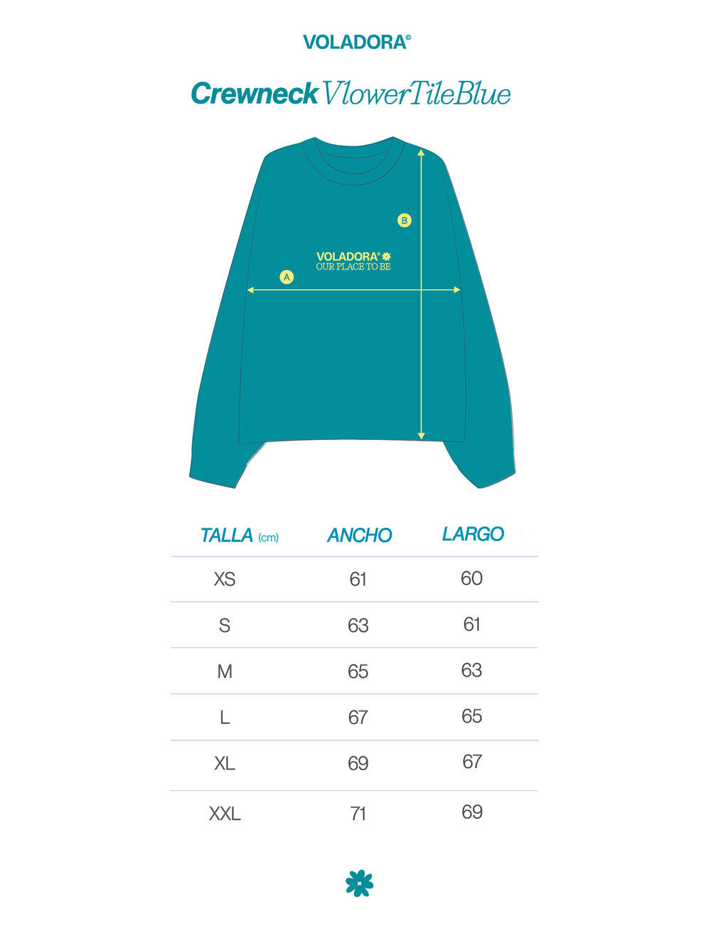 Crewneck Vlower- Tile Blue