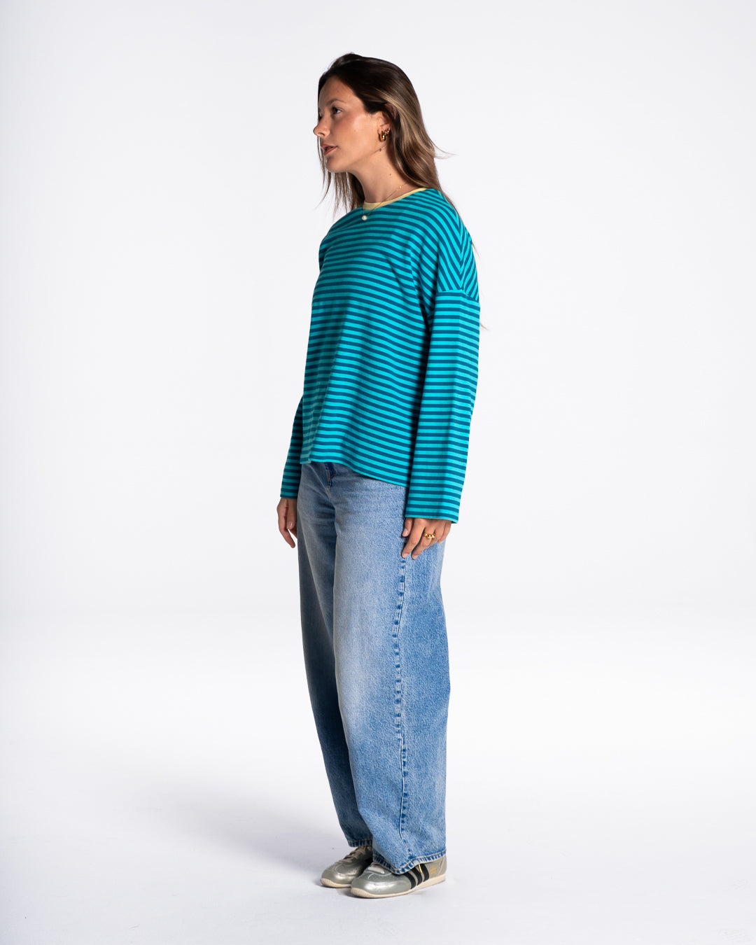 Lucia lleva la talla S y mide 1,73m