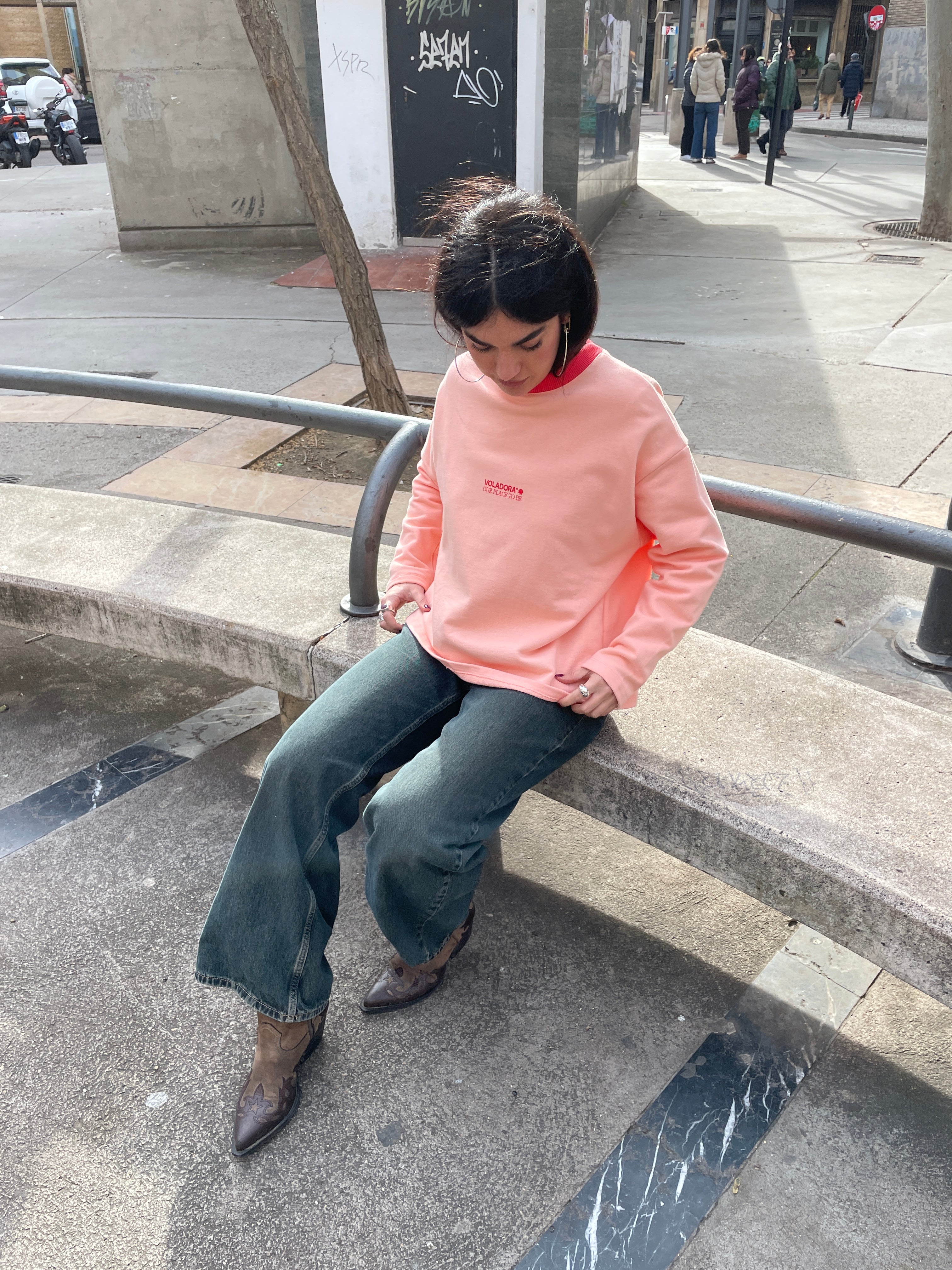 Crewneck Vlower- PinkFiesta